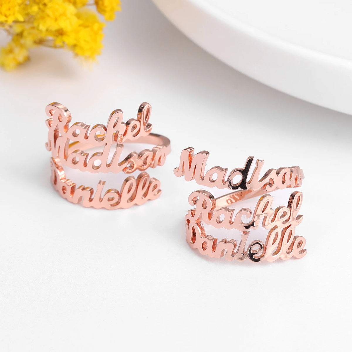 Custom Double Name Rings
