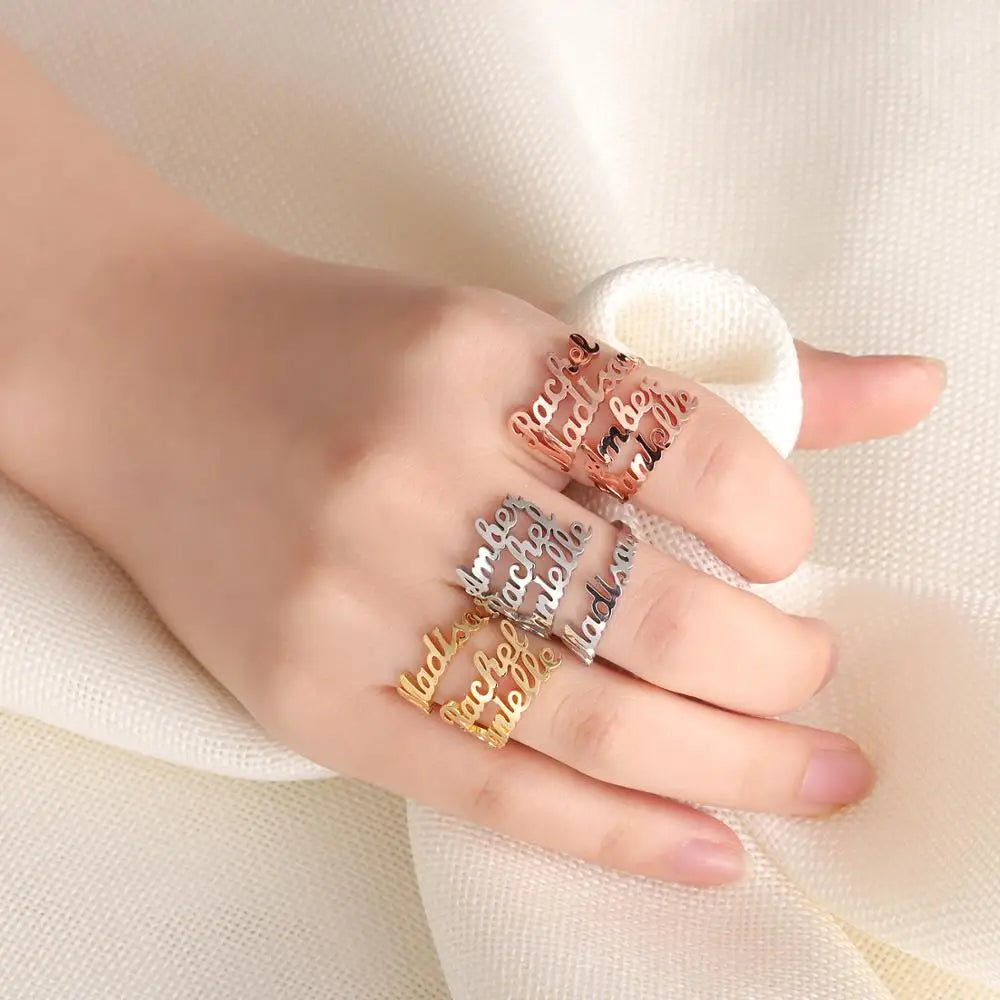 Custom Double Name Rings