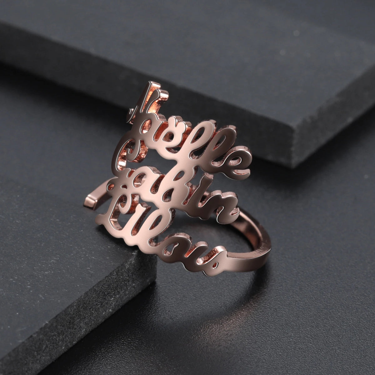 Custom Double Name Rings