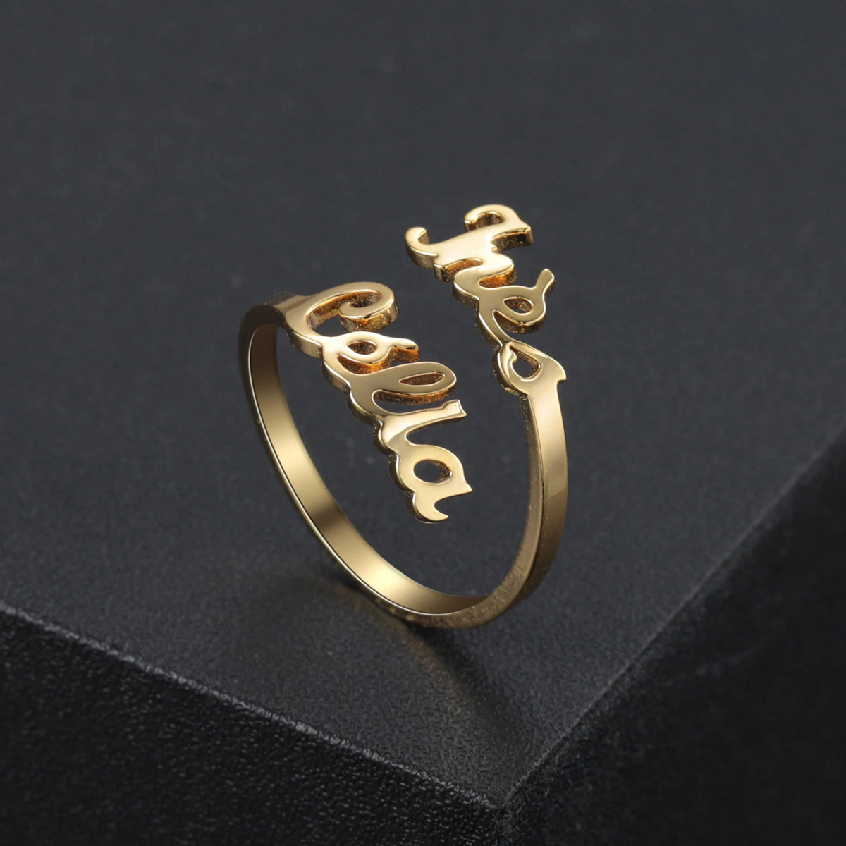 Custom Double Name Rings