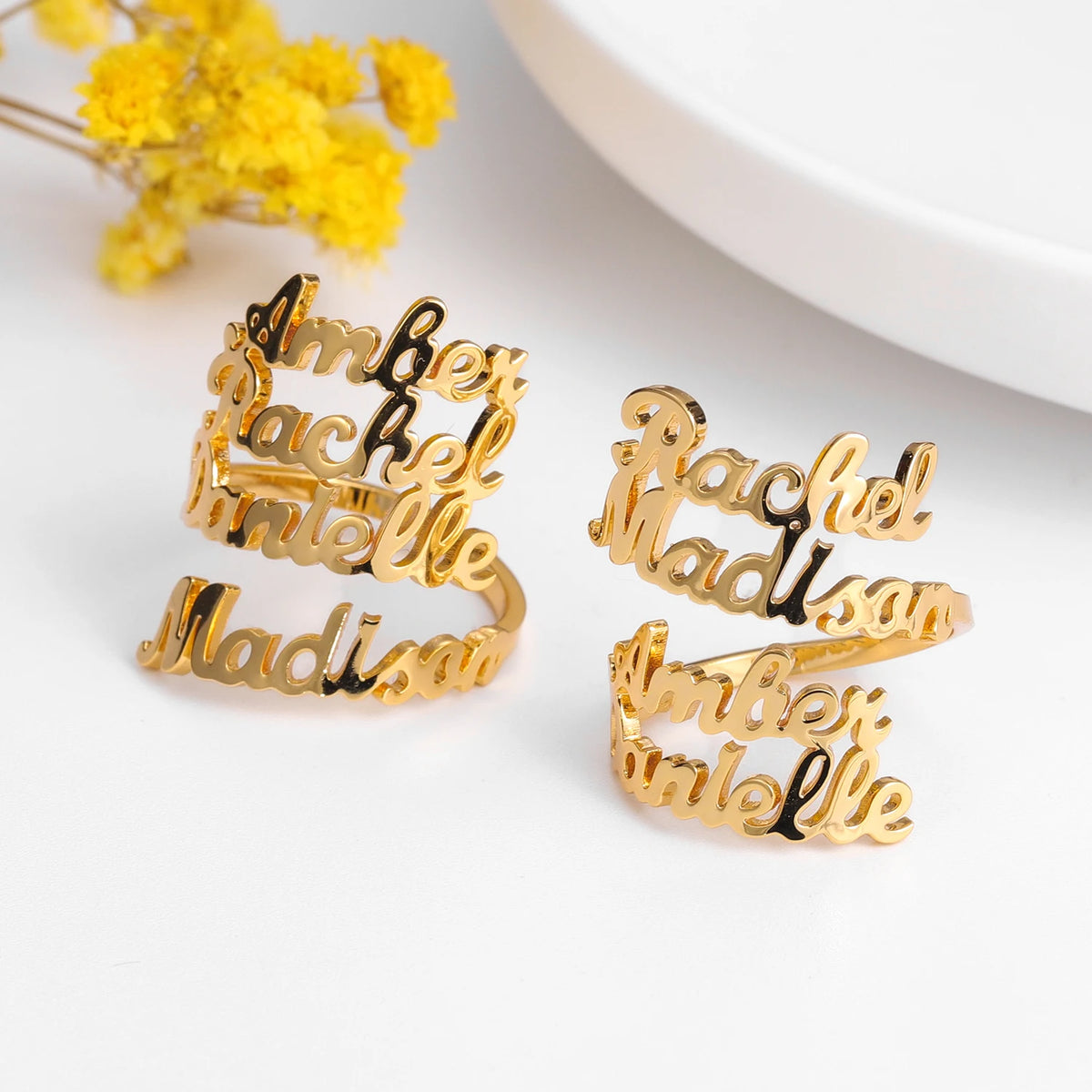 Custom Double Name Rings