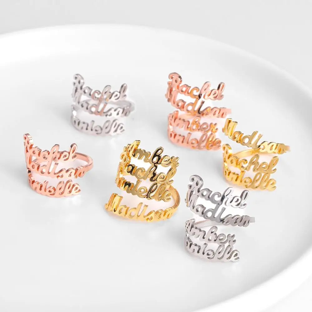 Custom Double Name Rings