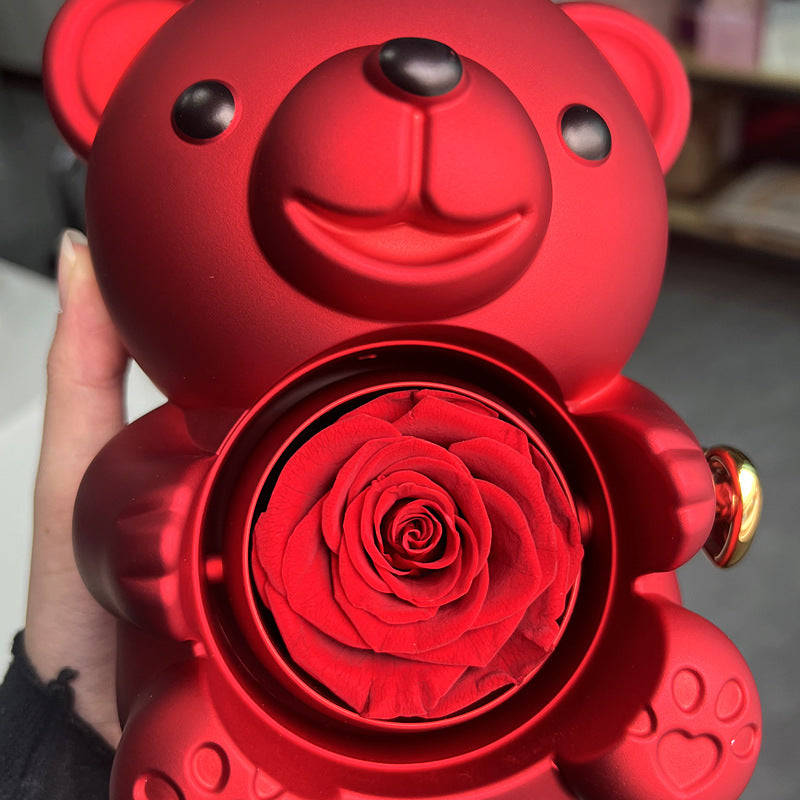 Engraved Necklace with Eternal Rose Bear