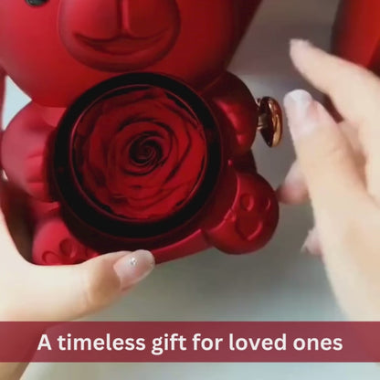Engraved Necklace with Eternal Rose Bear